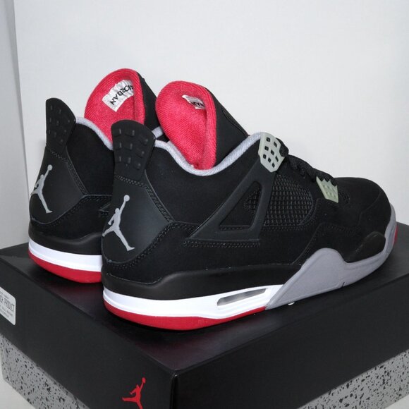 Nike Air Jordan 4 Retro 2012 Bred 308497-089 Black Cement Grey Fire Red US 11.5 - Picture 6 of 12